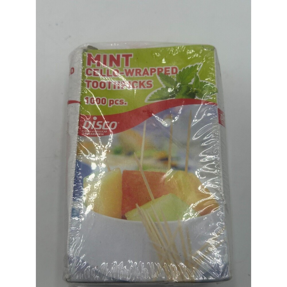 Toothpicks Wooden Mint Cello Wrapped Toothpicks 1000 Pieces